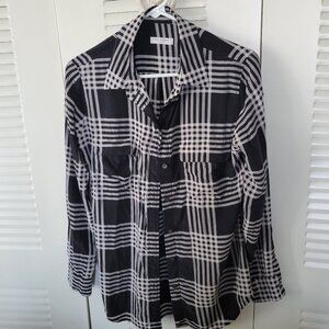 Equipment Femme checked b lack and white silk blouse